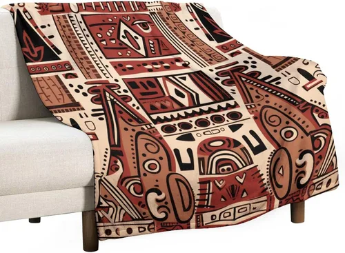 Miniatura 46 de Mantas de franela con patrón artístico rojo, beige, marrón oscuro, manta de franela de pintura al óleo abstracta de 30 x 40 pulgadas para sofá, cama