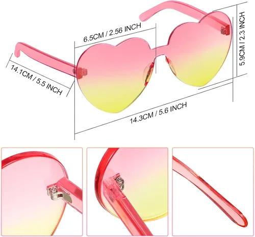 Miniatura 2 de Maxdot - Lentes de sol transparentes sin marco con forma de corazón para fiestas