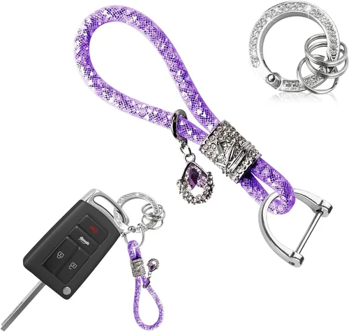 Miniatura 8 de Ziciner Llavero de cristal brillante para mujeres y niñas, llavero de automóvil con purpurina, accesorios universales para llavero (verde)