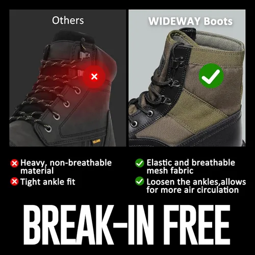 Miniatura 63 de Botas militares de WIDEWAY para hombres, botas de combate de jungla tácticas de cuero resistente al deslizamiento, negras, para hombres, todo