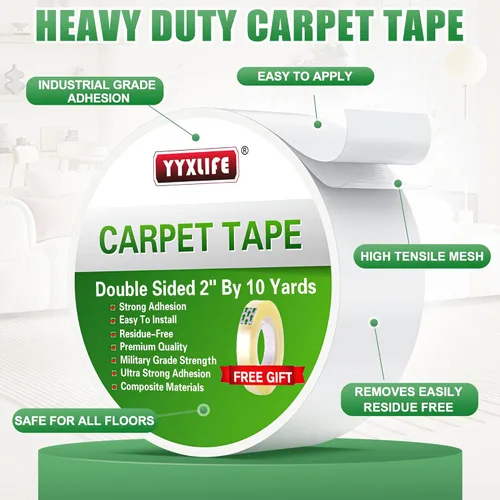 Miniatura 2 de YYXLIFE - Cinta adhesiva de doble cara extraíble para alfombras - Cinta adhesiva para alfombras para suelos de madera dura, cinta antideslizante