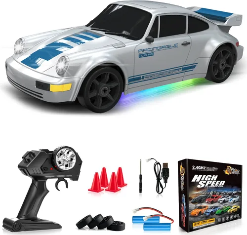 Miniatura 10 de Automóvil de control remoto RC Auto de deriva RC 2.4GHz 1:24 4WD 15KM/H Auto de carreras deportivas de alta velocidad con luces LED Neumático