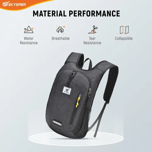 Miniatura 5 de SKYSPER Mochila de senderismo pequeña plegable de 10 litros, plegable, ligera, para senderismo, viaje, para mujeres y hombres Negro