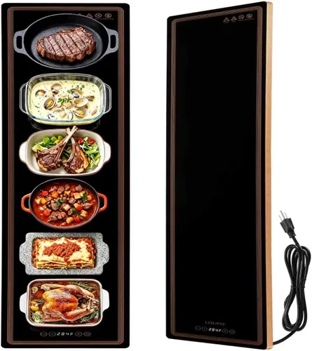 Bandeja de calentamiento eléctrica para bufés de fiesta (51 x 12 pulgadas) Tapete de calentamiento de alimentos con 12 ajustes de temperatura,