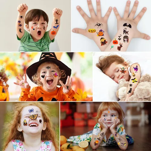 Miniatura 3 de Habett Tatuajes temporales para niños, más de 300 estilos mixtos para Halloween, tatuajes temporales para niñas y niños, tatuajes temporales