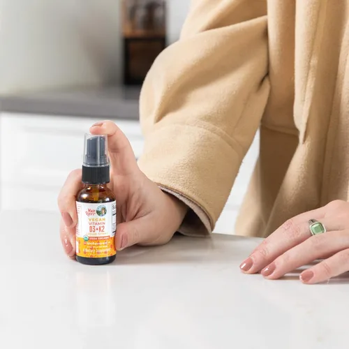 Miniatura 11 de Spray líquido vegano de vitamina D3+K2 (MK-7) con ingredientes biológicos de MaryRuth a base de plantas, vegano sin OGM, sin gluten, ketogénico