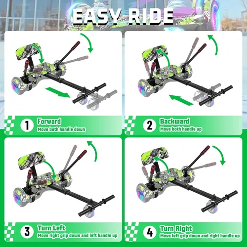 Miniatura 6 de SISIGAD Scooter Seat Attachment, 6.5'' Self Balancing Scooters Go Kart with Bluetooth and LED Lights