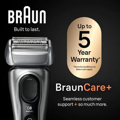 Miniatura 6 de Braun Series 8 8567cc Maquinilla de afeitar eléctrica para hombre, 4+1 elementos de afeitado y recortador de precisión para cabello largo, centro