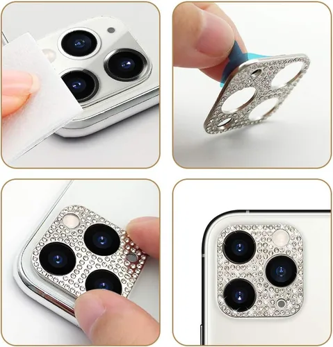 Miniatura 6 de Protector de lente brillante para iPhone 12 Pro Max, cubierta de cámara con purpurina 3D, diamantes de imitación, puntos brillantes, decoración