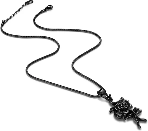 Miniatura 4 de Collar con colgante de corazón de rosa de serpiente, joyería gótica de acero inoxidable para mujer, serpiente animal, cobra, uroboros