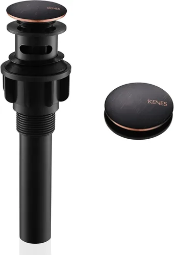 Miniatura 19 de KENES Desagüe Pop Up de Bronce Frotado con Aceite para Lavabo Vessel de Baño, Tapón de Desagüe para Lavabo de Tocador, Ensamblaje de Desagüe