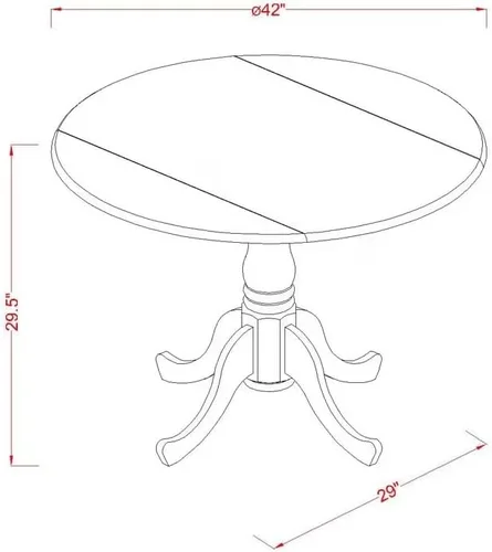 Miniatura 10 de East West Furniture DLAB5-LWH-64 - Juego de mesa y sillas de cocina de 5 piezas, incluye una mesa de comedor redonda con gotas y 4 sillas de comedor