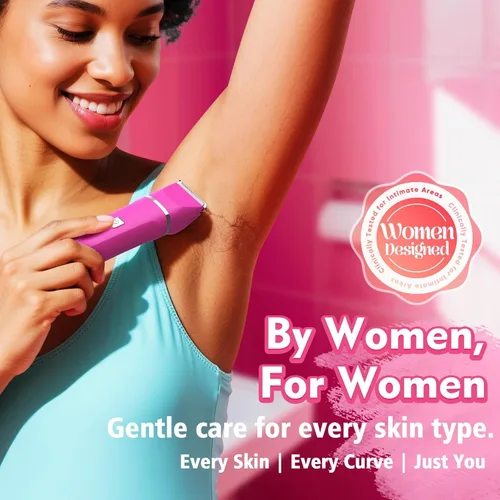 Miniatura 2 de Risina Recortadora de bikini eléctrica para mujer, afeitadora recargable 3 en 1, impermeable, removedor de vello púbico inalámbrico, portátil, sin