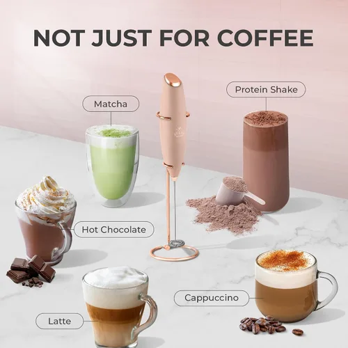 Miniatura 632 de Zulay Milk Boss Espumador de leche potente manual, hace espuma para latte, batidor para mezclar bebidas, café, miniespumador para capuchino, frappé