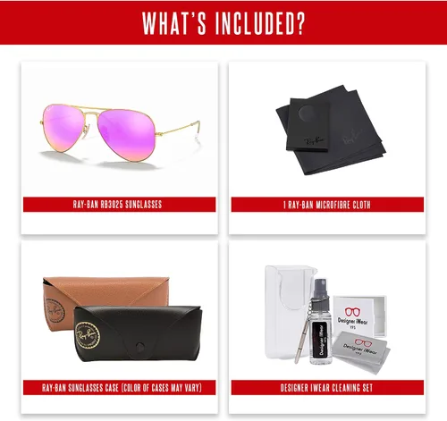 Miniatura 69 de Ray-Ban RB3025 - Lentes de sol de aviador de metal para hombre y mujer + paquete con kit de cuidado de gafas iWear de diseñador