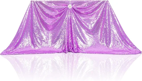 Miniatura 29 de PartyDelight Mantel de lentejuelas redondo de 50 pulgadas, color dorado claro, adorno de mesa para decoración de bodas, fiestas, cumpleaños