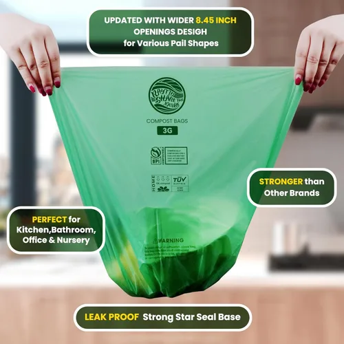 Miniatura 2 de Bolsas de compost 3 galones, 100 unidades, bolsas de compost para restos de comida que caben en el contenedor de la encimera, bolsas pequeñas