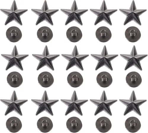 EXCEART 50 piezas de clavos y tachuelas de estrella de aleación de 0.551 in con forma de estrella remache a presión botón punk con tornillos para