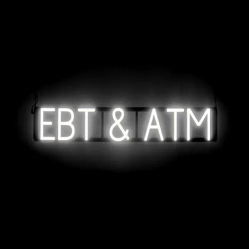 Miniatura 15 de SpellBrite Letrero de cajero automático para negocios Señales relacionadas con cajeros automáticos y EBT con aspecto de neón, luz LED verde 14.6