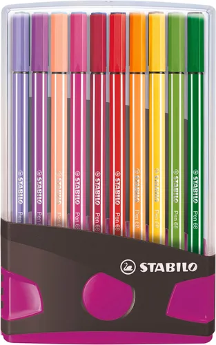 Miniatura 2 de STABILO Bolígrafo de punta de fibra premium 68 – ColorParade en antracita/rosa – Paquete de 20 – Colores surtidos