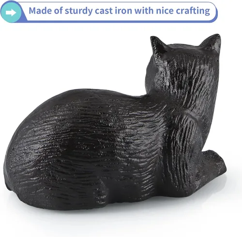Miniatura 4 de MOLIGOU Estatua de gato de hierro fundido, figura de gato, decoración del hogar, escultura de gato para estante, jardín