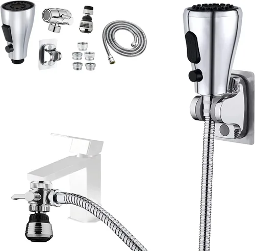 Juego de accesorios de rociador para fregadero de cocina, cabezal de repuesto de rociador para fregadero de 3 modos con manguera de acero Con