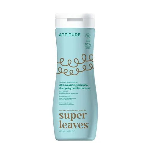 ATTITUDE - Champú Ultra-Nutritivo para Cabello Rizado con Manteca de Karité, Verificado por EWG, Vegano y de Origen Natural para Tipo de Rizo 4a,