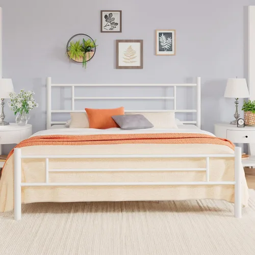 Miniatura 12 de Allewie Armazón de Cama de Plataforma Metálica Tamaño Individual de 14 Pulgadas con Cabecera y Piecera, Almacenamiento Debajo de la Cama, Soporte