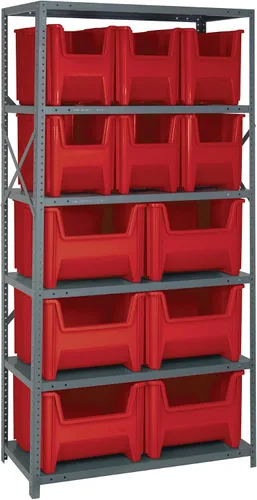 Miniatura 584 de Quantum QSBU-245BK Heavy Duty Shelving Unit with (7) Shelves and (24) QUS245 Black Bins for Garage Warehouse Storage Distribution 400 lb Load