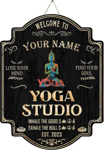 Miniatura 17 de Artsy Woodsy Placa de pared de madera personalizada para estudio de yoga, Zen Den, sala de meditación, espacio de atención plena, letrero Namaste, 01