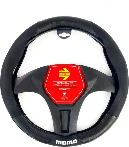 Miniatura 5 de MOMO Funda universal para volante de carbono, color negro y amarillo