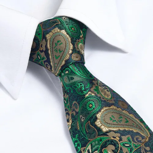 Miniatura 182 de HISDERN Corbatas para hombre, corbata de cachemira y bolsillo cuadrado tejido clásico floral para hombre, corbata de fiesta de boda