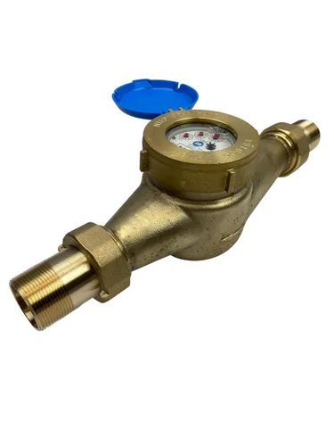 Miniatura 28 de DAE Medidor de agua caliente sin plomo MJ-75R NTEP, acoplamientos NPT de 3/4", salida de pulso, galón