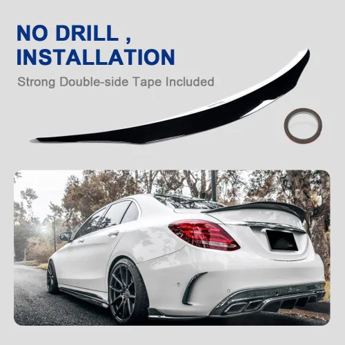 Miniatura 5 de Trunk Spoiler Compatible with 2015-2021 Mercedes C Class W205 Sedan Rear Boot Lid Highkick Wing Lip Factory Outlet (ABS)