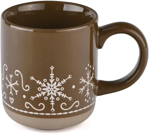 Miniatura 7 de Sweet Water Decor Taza de café de otoño con diseño de hojas marrones, taza de gres de 14 onzas para té y sidra, apta para microondas y lavavajillas