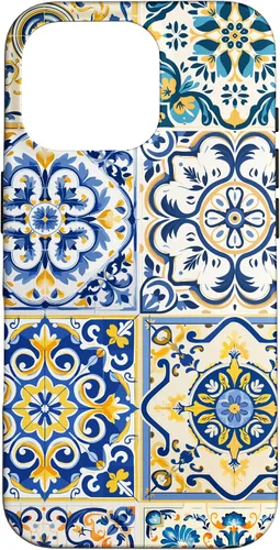 Miniatura 19 de iPhone 13 Patrón de azulejos mediterráneos sicilianos con estuche estético Maiólica