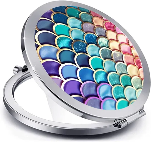 Miniatura 10 de Espejo compacto para mujeres, mini espejo redondo de maquillaje de viaje de bolsillo, bonito espejo de bolsillo plegable portátil pequeño para Flor
