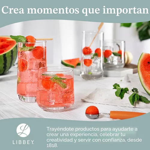 Miniatura 6 de Libbey Ascent Tumbler and Rocks - Juego de 16 vasos de vidrio con curvatura, juego de cristalería versátil para fiestas y más
