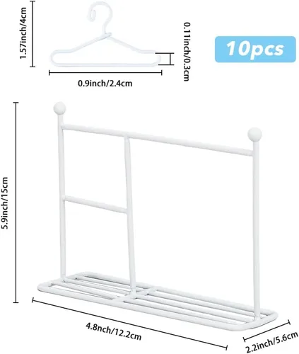 Miniatura 2 de SUPERFINDINGS Perchero de hierro blanco con 10 piezas de mini perchero con base, lindo estante de lavandería, surtido de accesorios de armario