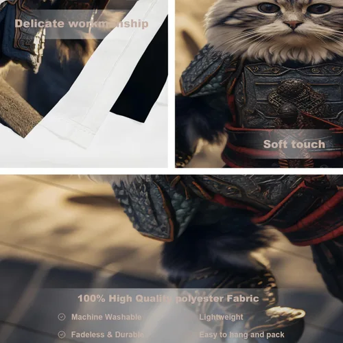 Miniatura 4 de Batmerry Cat In Armor Polyester Tapestry, Cat Armor Sword Warrior Battle Shield Lightweight Wall Hanging High-Definition Print Backdrop For Dorm