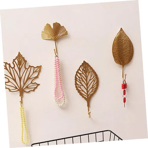 Miniatura 6 de OSALADI 2 ganchos decorativos de hojas de ginkgo elegantes y perchas para sombreros para el hogar, entrada, dormitorio, sala de estar
