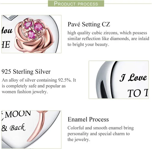 Miniatura 6 de MallDou Jewelry Dije de plata de ley 925 para dijes, pulseras, lazo, árbol familiar, corazón, regalo de cumpleaños, Cristal, Circonita cúbica