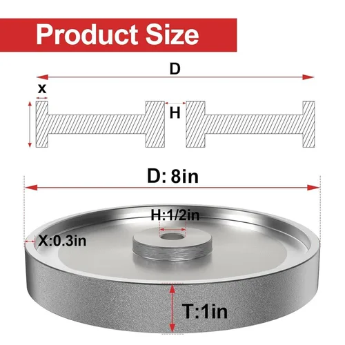 Miniatura 7 de CBN - Muela abrasiva 4 en 1, 8 pulgadas de diámetro x 1 pulgada de ancho x 5/8 pulgadas de diámetro para afilar herramientas de torneado de madera