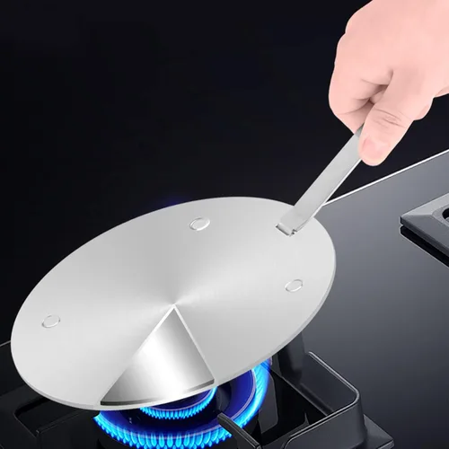Miniatura 4 de Placa de conducción de calor para estufa de gas, difusor de calor de acero inoxidable, placa adaptadora de inducción con mango extraíble, utensilios