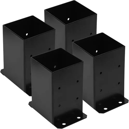 Base de poste de 4 x 4 pulgadas, 4 piezas, soporte de base de anclaje, base de poste de cubierta para barandilla de pérgola y buzón (tamaño interior