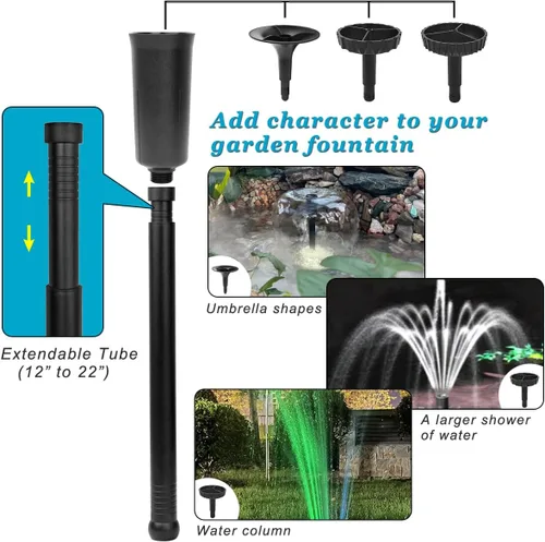 Miniatura 3 de DOMICA Bomba de estanque LED de 45 W 792 GPH con kit de fuente (3000 L/H), bomba sumergible para fuente de agua de jardín, para cascada, hidroponía