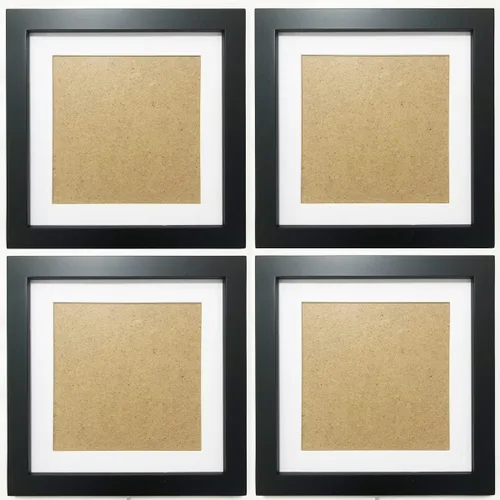 Miniatura 10 de ZXT-parts Portarretratos de 5 x 5 con paspartú de apertura de 4 x 4. Marco cuadrado negro de madera maciza, panel de plástico (no vidrio). Soporte