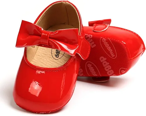 Miniatura 3 de SOFMUO Mary Jane - Zapatos planos con lazo, zapatos de ballet para niñas pequeñas, primeros caminantes, para boda, Navidad, zapatos de vestir