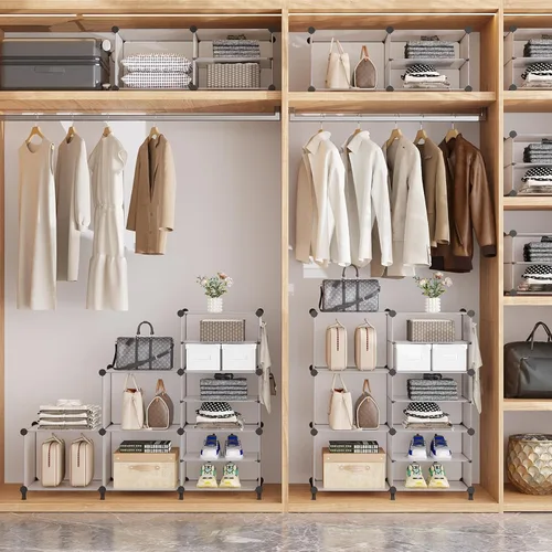 Miniatura 5 de AWTATOS Organizador de armario con 6 cubos de almacenamiento, estantes portátiles para armario, organizadores de ropa y almacenamiento apilables