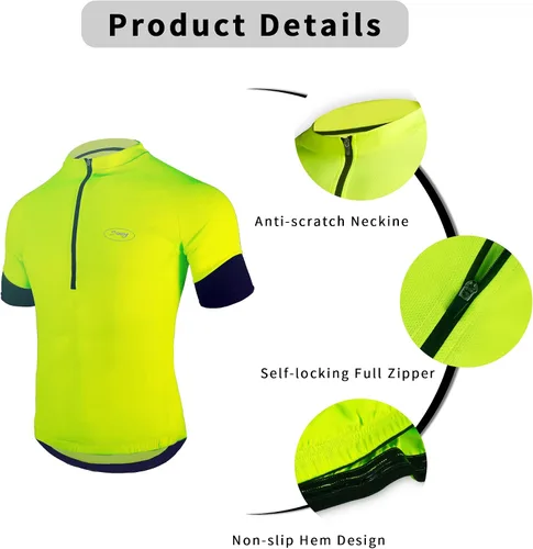 Miniatura 2 de Dooy Camiseta de ciclismo para hombre, manga corta, con bolsillos, transpirable, de secado rápido